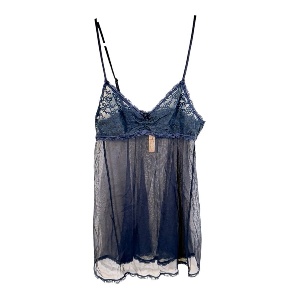 Victoria’s  Secret Babydoll Women’s S Blue Lingerie Lace Sheer Adjustable Strap